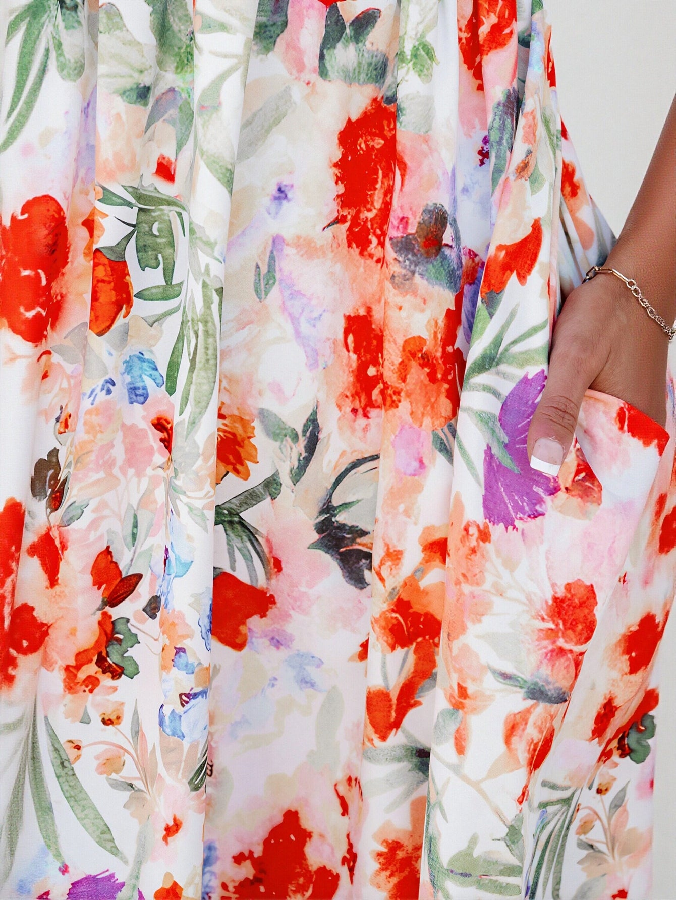 Floral Ruffle Sleeve V Neck Dress