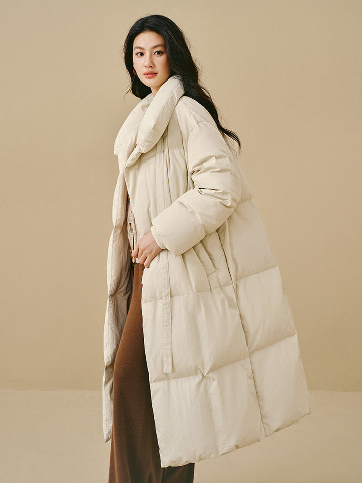 Oversized Tie Front Puffer Coat