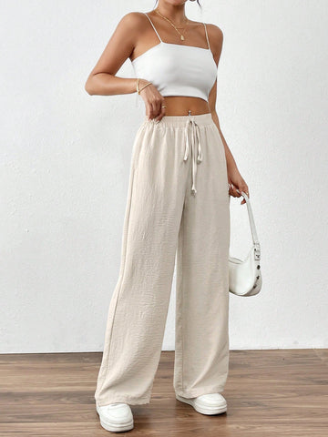 Wide-Leg Drawstring Lounge Pants-Multicolor