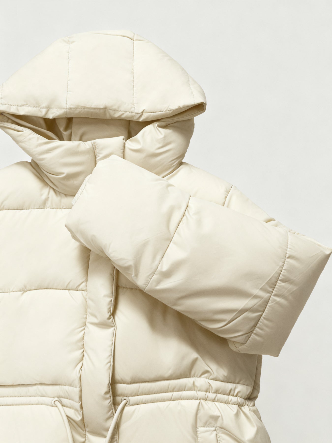 Cinched Waist Hooded Puffer Jacket