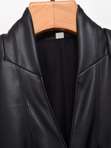 Tailored Faux Leather Blazer Jacket