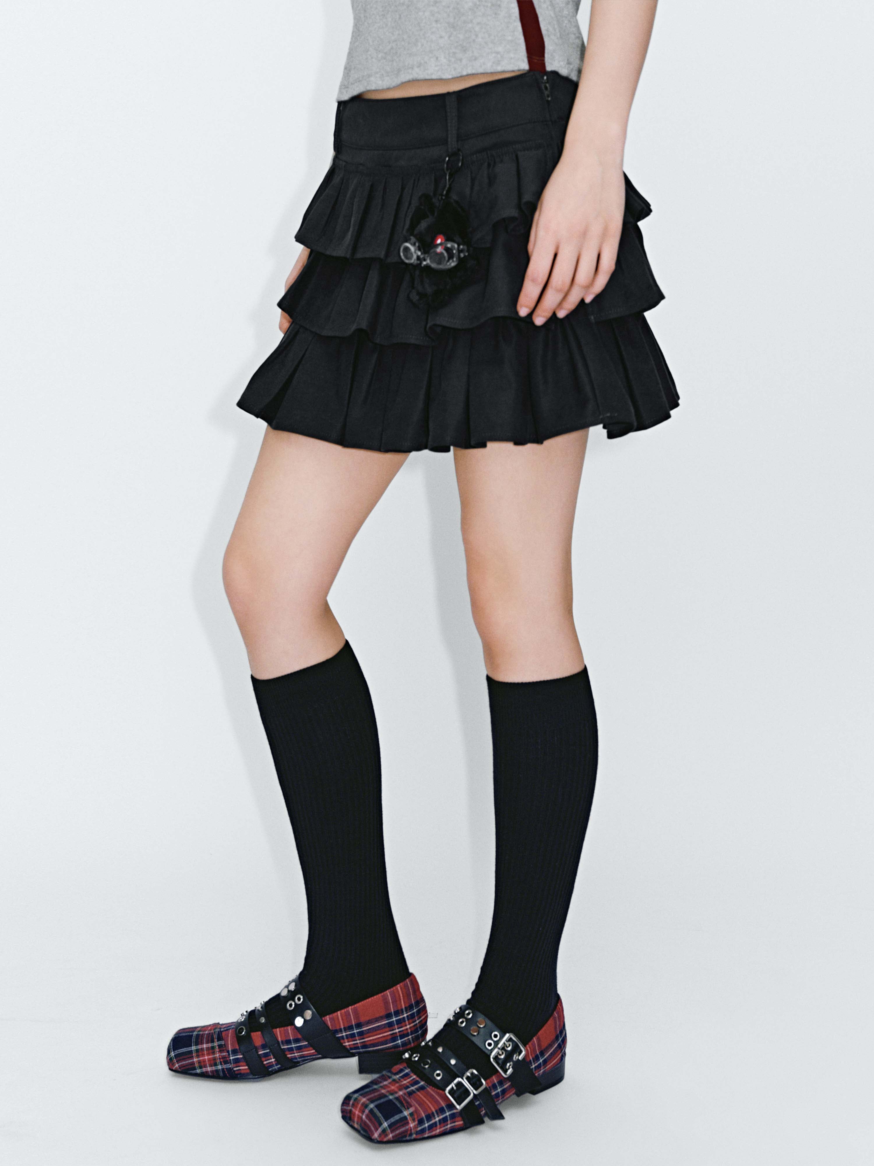 Tiered Ruffle A-Line Mini Skirts