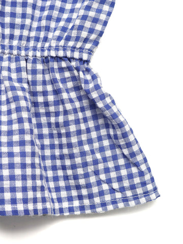Gingham Tie-Neck Peasant Blouse