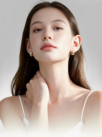 Minimalist Quilted Silver Hoop Earrings