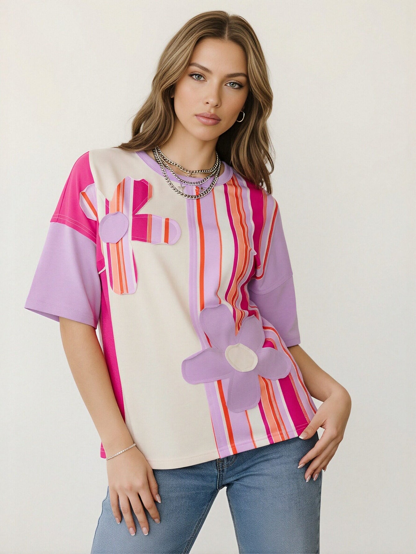 Floral Applique Bohemian T-Shirt
