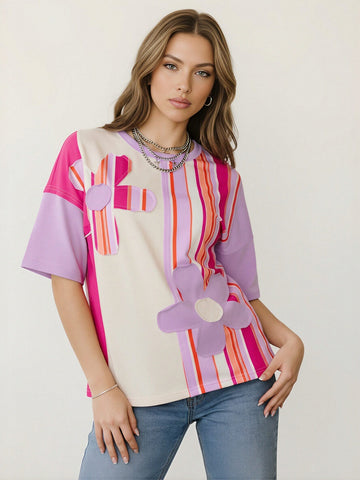 Floral Applique Bohemian T-Shirt