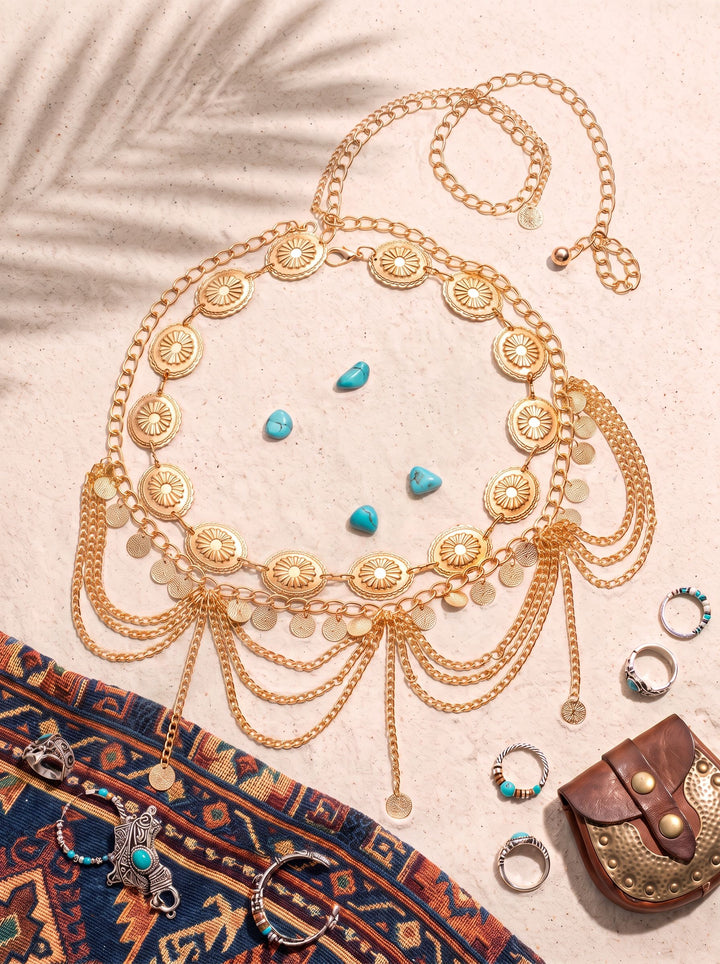 Boho Layered Coin Waist Belt