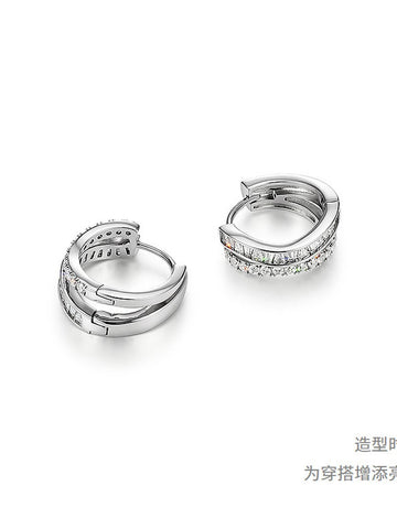 Sparkling Baguette Layered Hoop Earrings