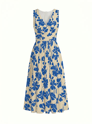 CORINNE
Floral Print V Neck A Line Midi Dress