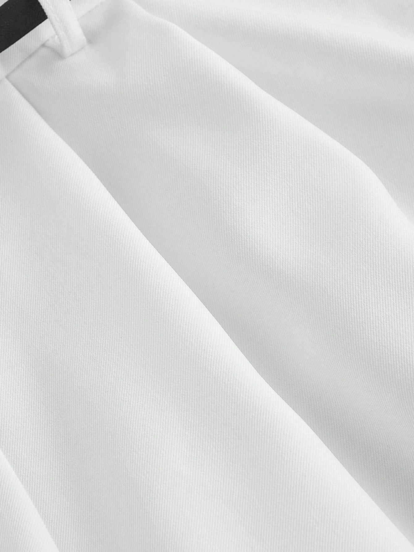 High-Waisted Pleated Belted Elegant Trousers-White