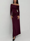 Elegant Off Shoulder Ruched Maxi Dress