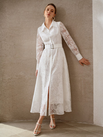 Elegant Floral Sheer Midi Dress