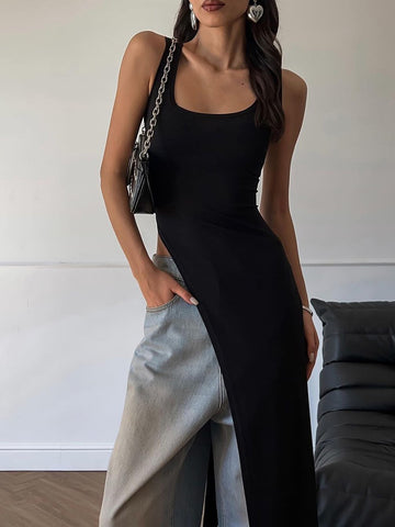 Asymmetric Hem Wide Strap Chic Top