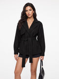 Elegant Belted Notch Collar Woolen Coat