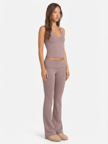 Haltered High-Elasticity Sexy Yoga Vest-Brown