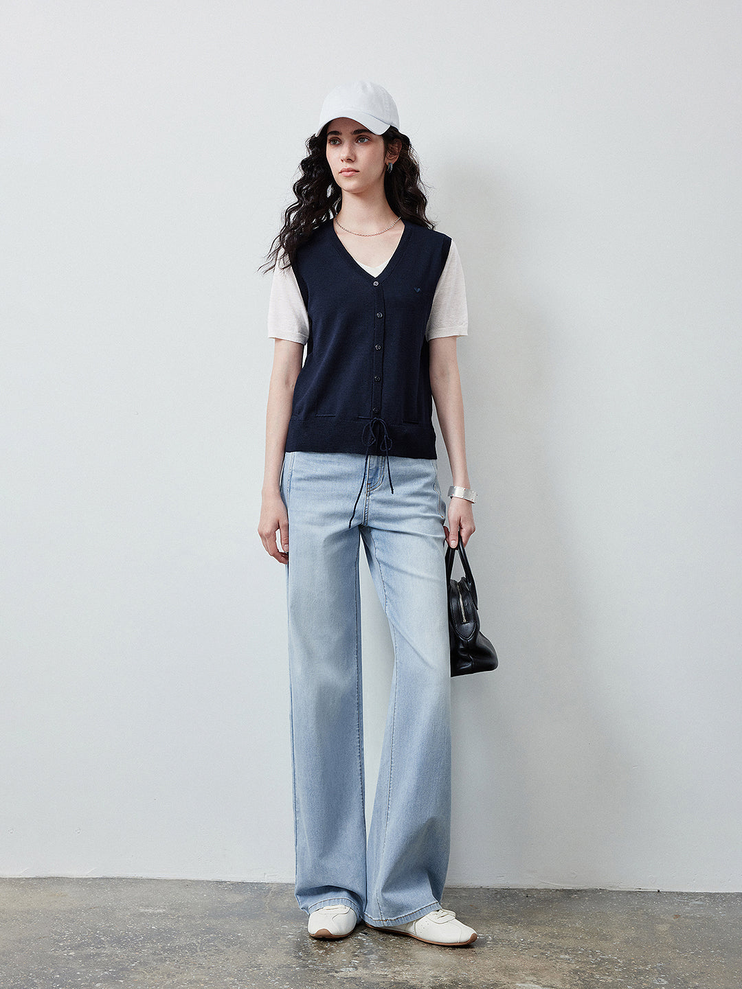 V Neck Button Up Knit Vest