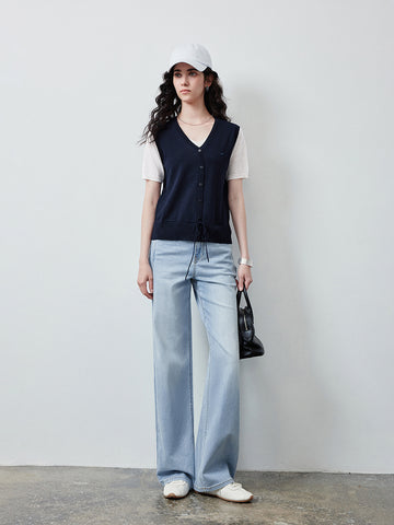 V Neck Button Up Knit Vest