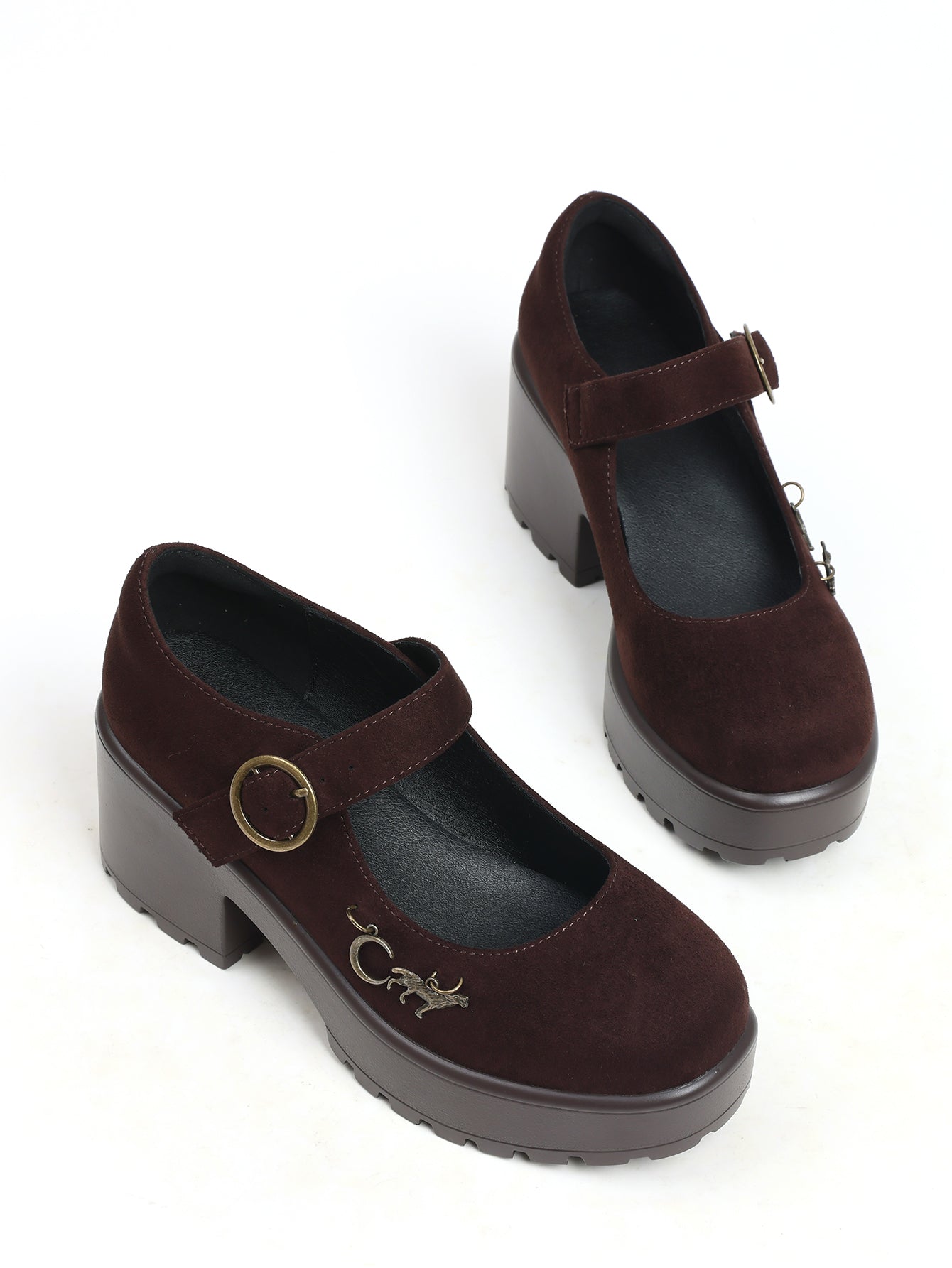 Chunky Platform Suede Mary Jane Shoes