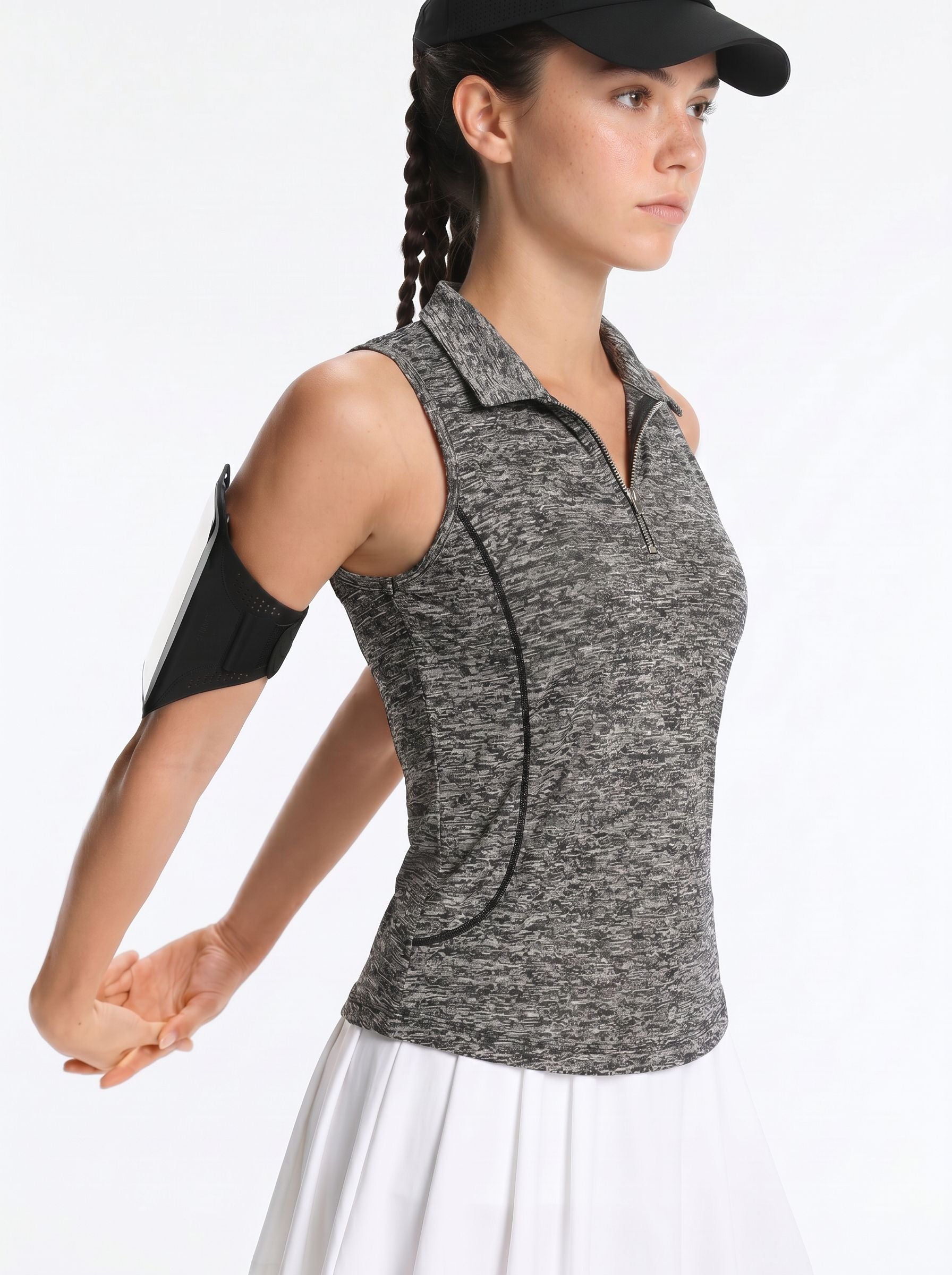 Sleeveless Zip Up Golf Polo Shirt