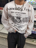 Distressed Graphic Oversized Knit Sweater