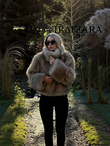 Cozy Plush High Neck Faux Fur Coat