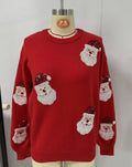 Festive Sequin Santa Christmas Pullover Sweater
