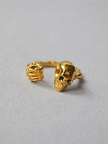 Gold Skull Adjustable Statement Ring