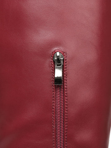 Chic Burgundy Block Heel Knee Boots