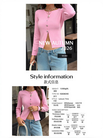 Cute Heart Button Ribbed Knit Cardigan