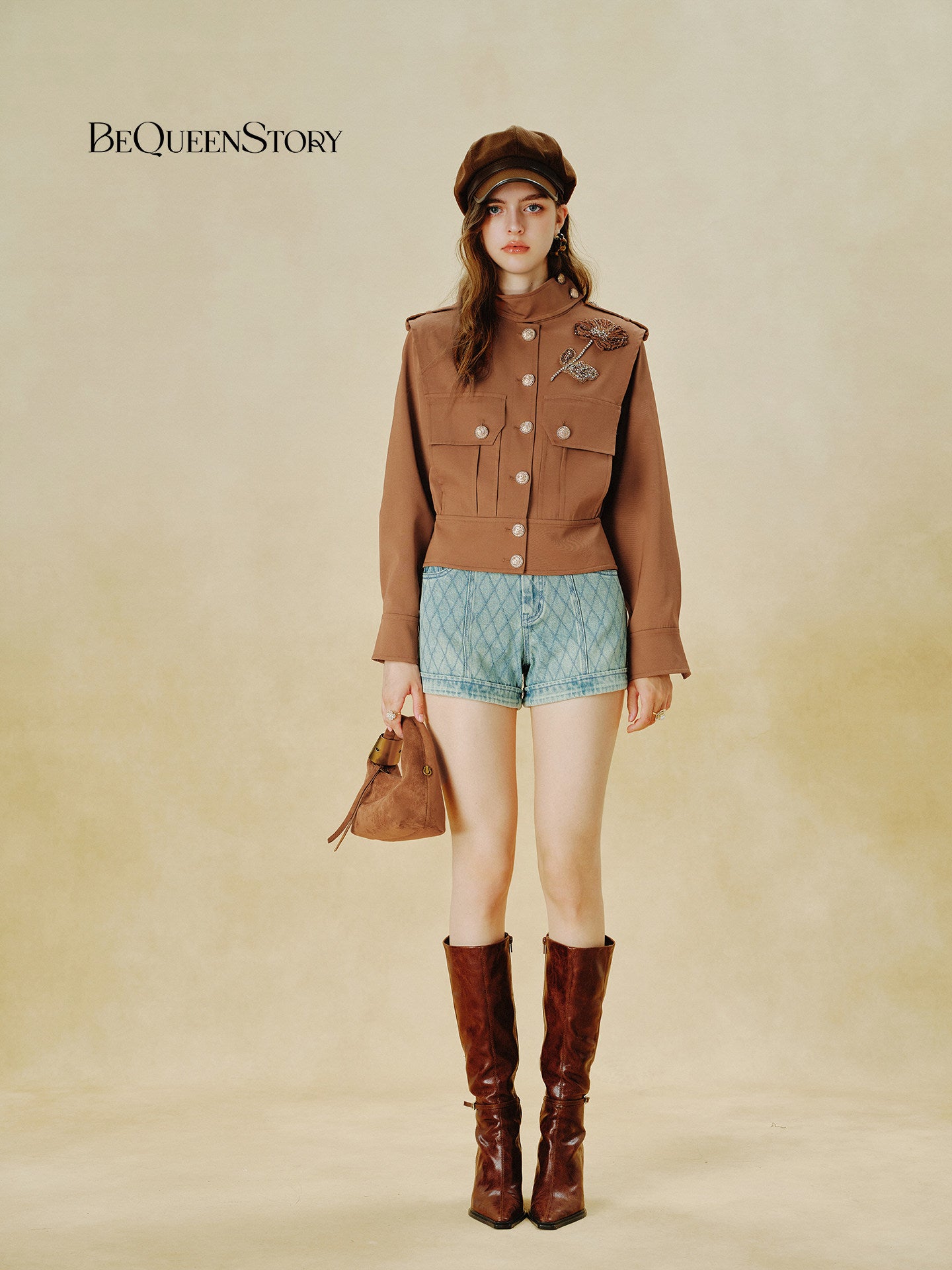 Embellished Floral Military Style Jacket