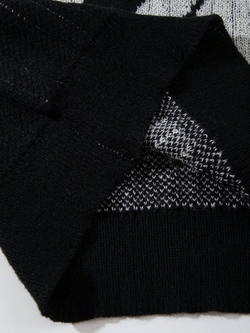 Oversized Graphic Collared Knit Sweater