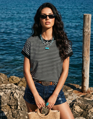 Casual Striped Relaxed Fit T-Shirt