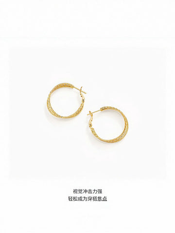 Textured Gold Minimalist Hoop Earrings