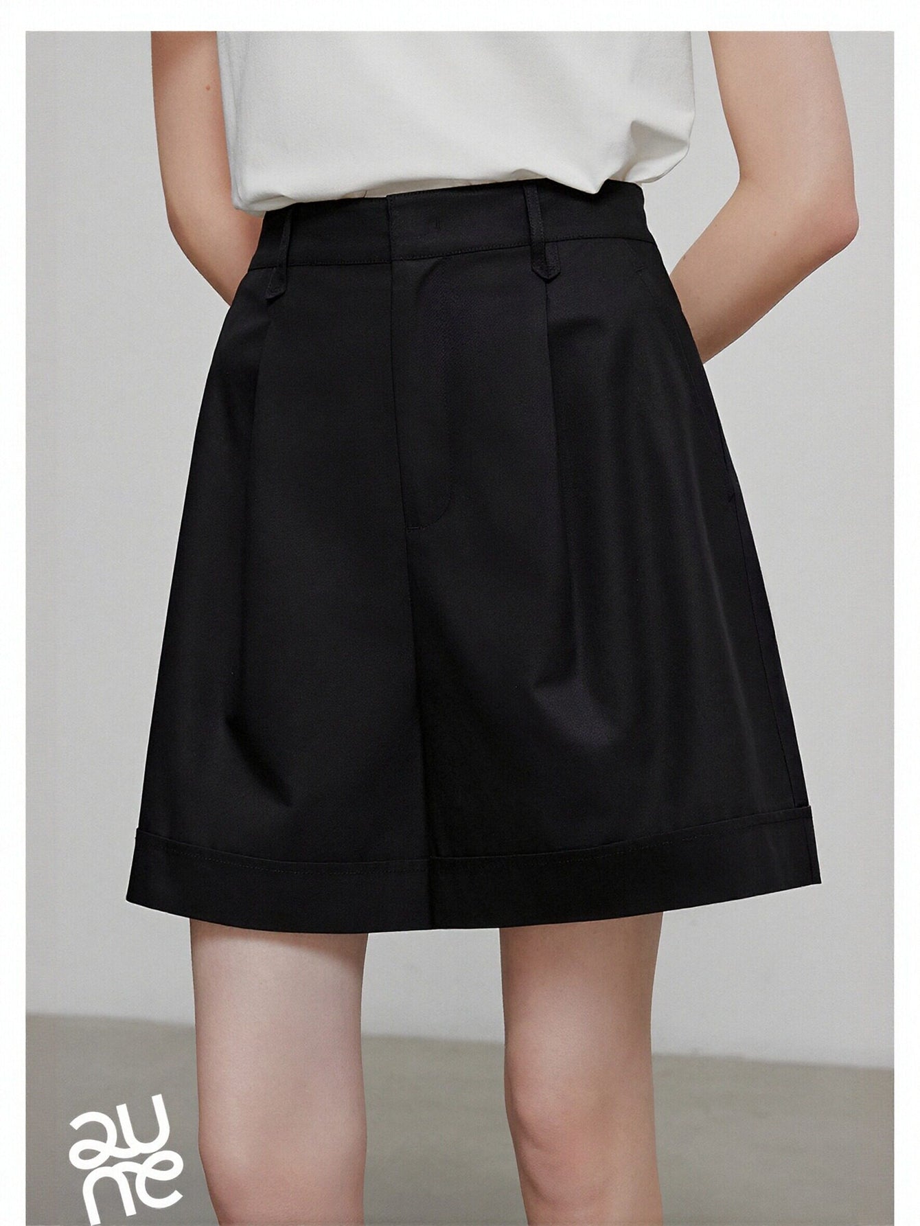 High Waisted Pleated Front Tailored Shorts