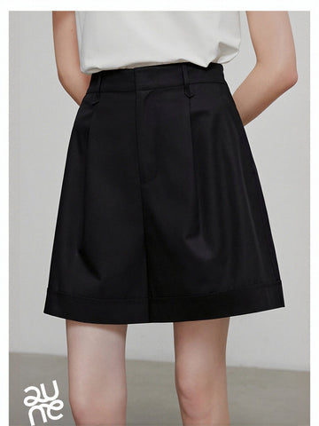 High Waisted Pleated Front Tailored Shorts