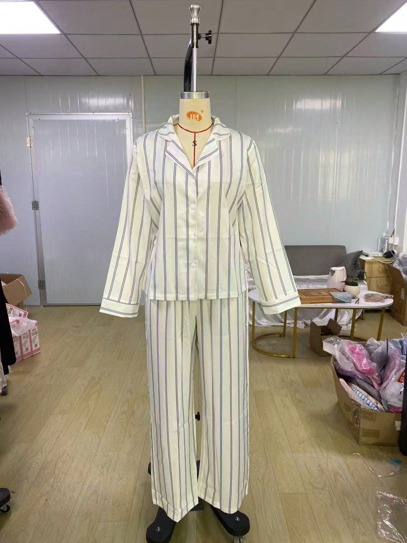 Soft Striped Satin Pajama Lounge Set