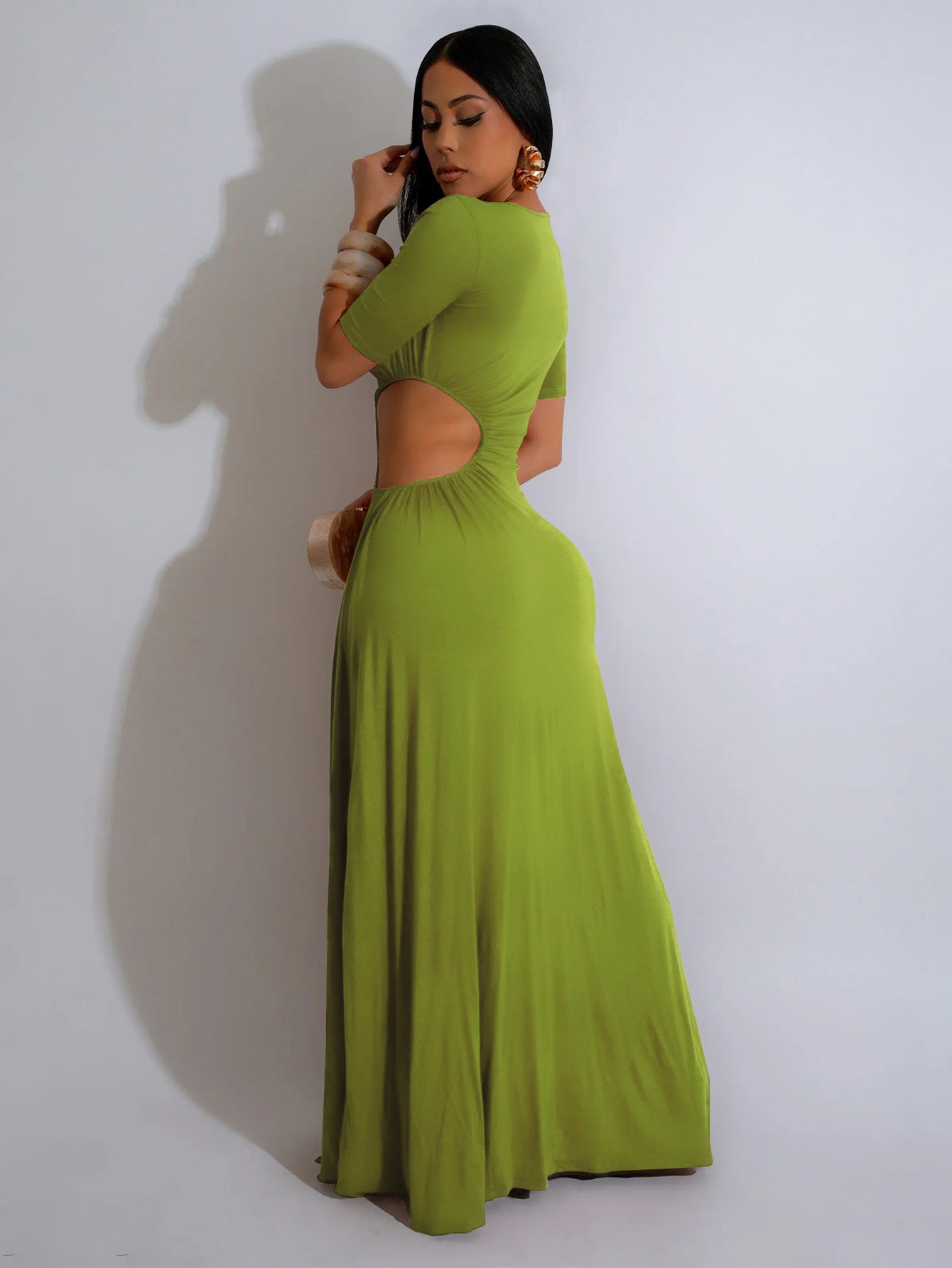 Asymmetric Cutout High Slit Modern Maxi Dress