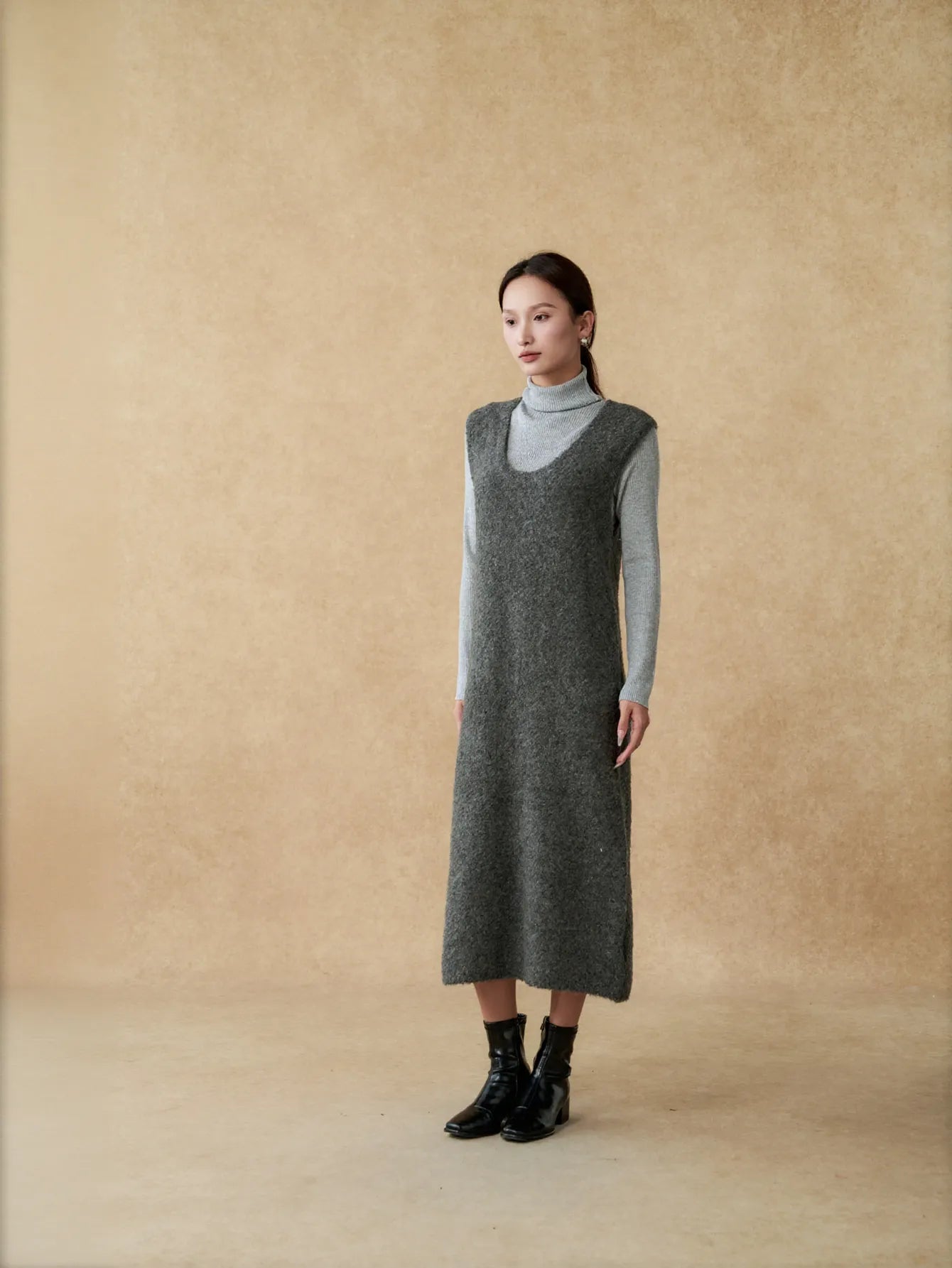 Cozy Layered Sleeveless Knit Sweater Dress