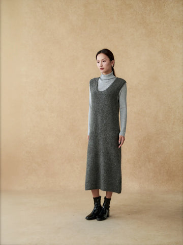 Cozy Layered Sleeveless Knit Sweater Dress