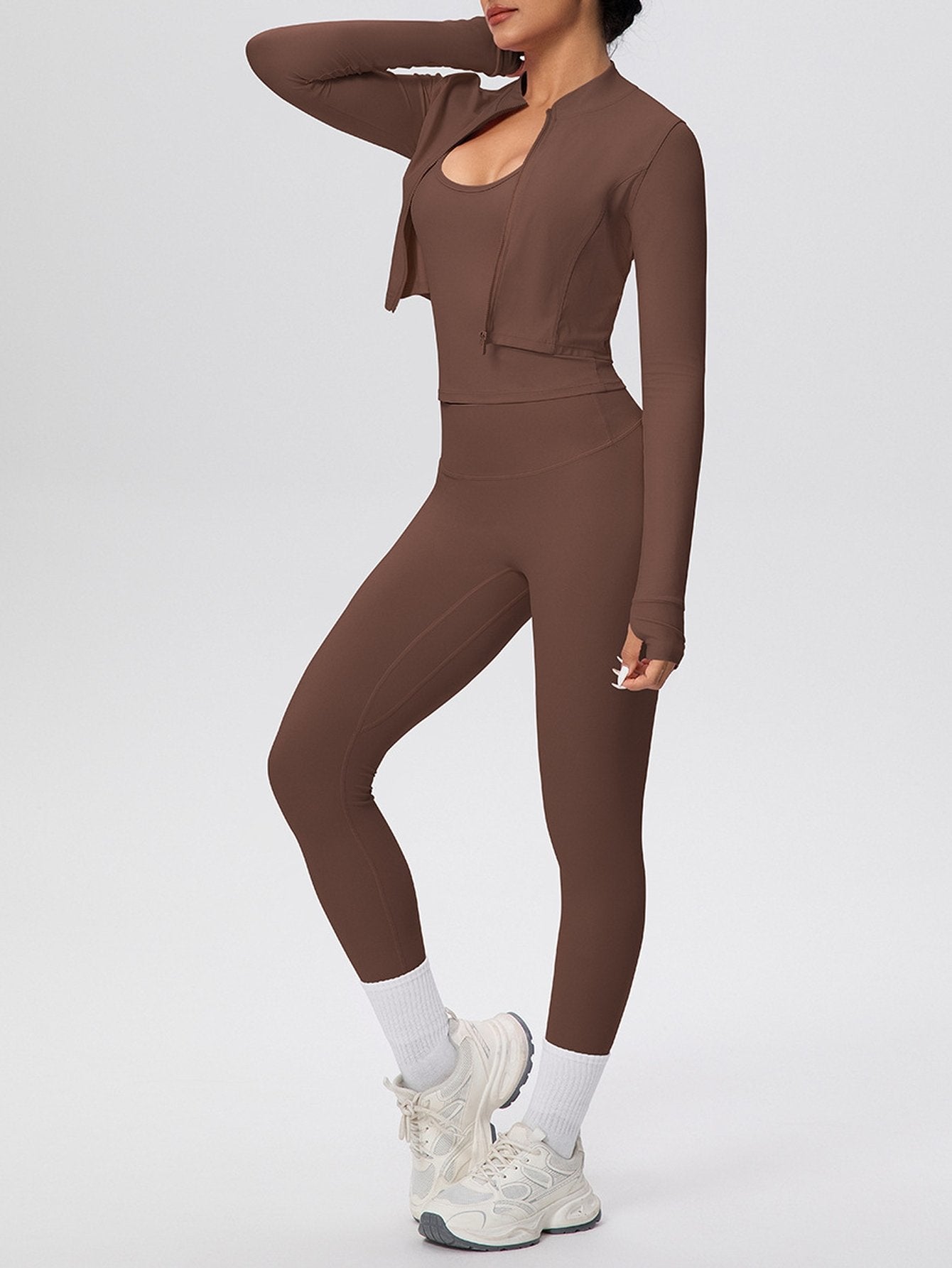 Seamless Ribbed Zip Up Workout Set