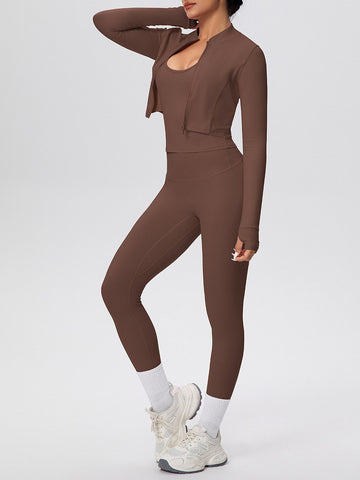 Seamless Ribbed Zip Up Workout Set
