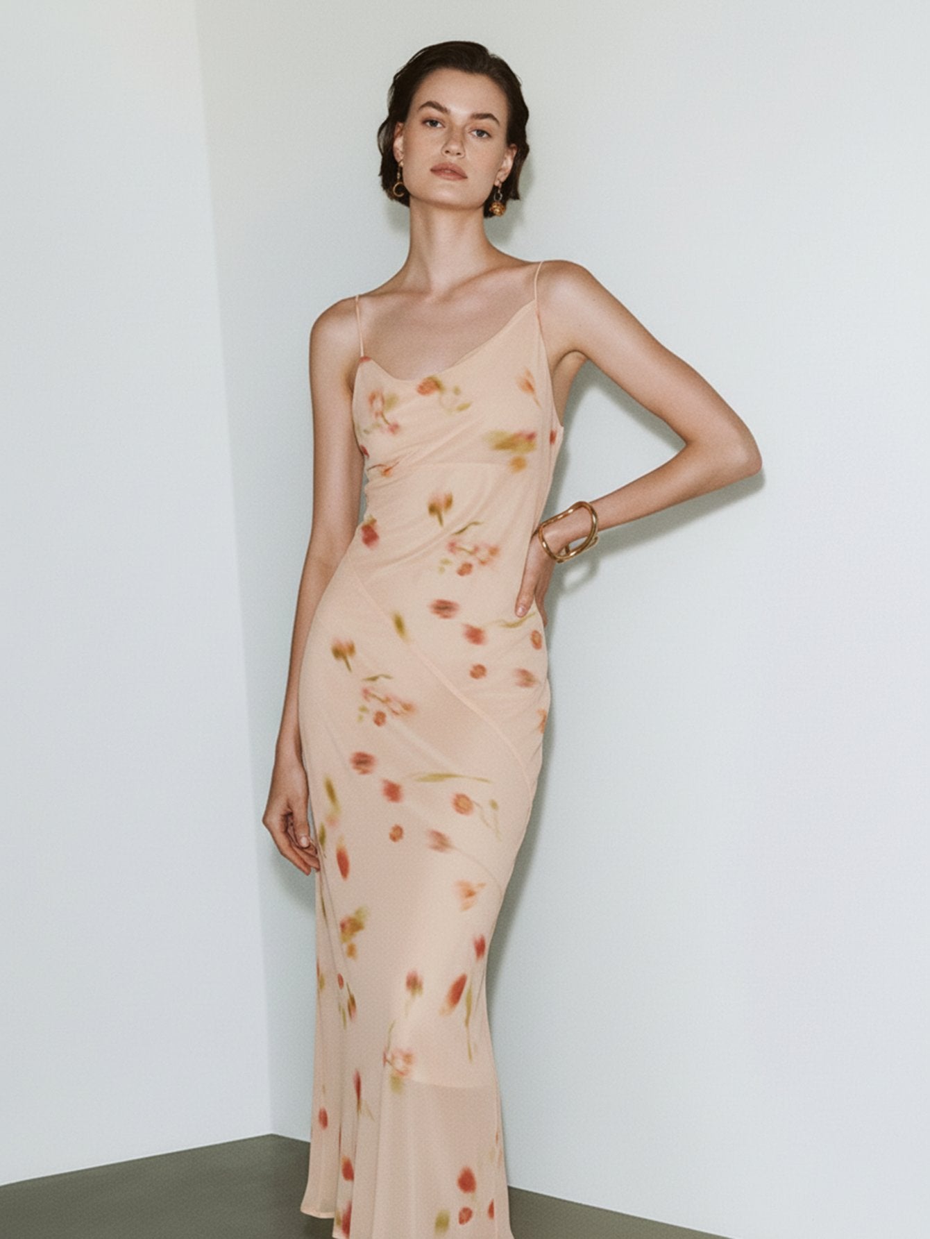 Urban Revivo Cami Skinny-Fit Dresses-Peach