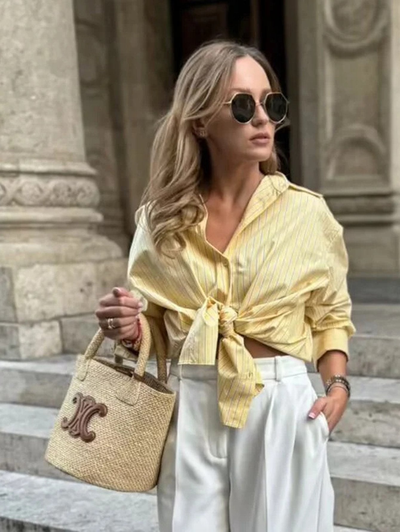Oversized Striped Button Down Shirt