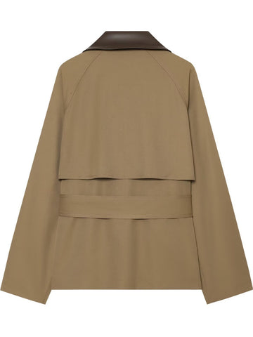 Contrast Collar Belted Trench Jacket