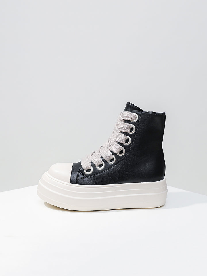 Chunky Platform Zip-Detail Edgy Boots[Note:Runs Small,Go One Size Up]