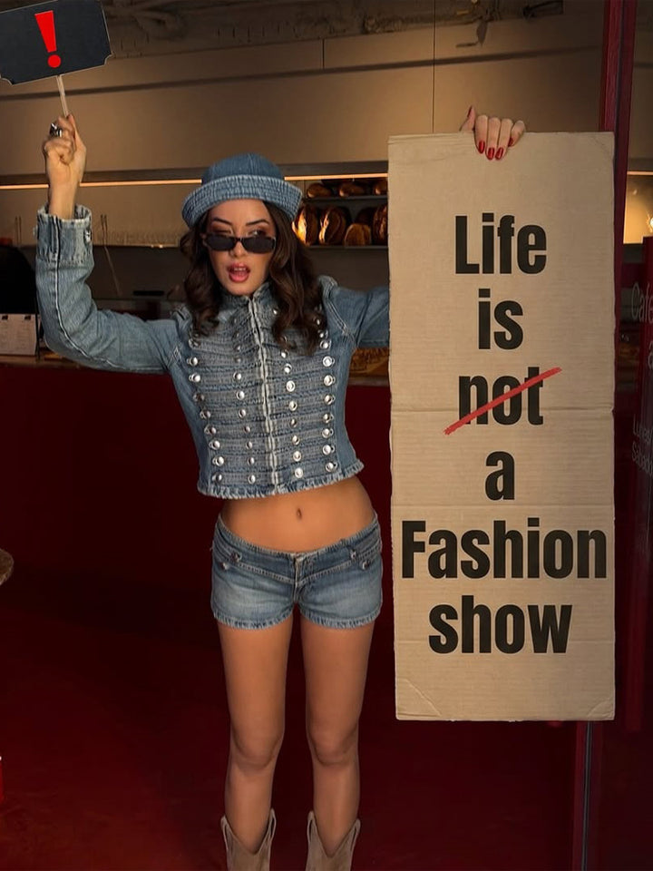 Vintage Military Inspired Denim Jacket