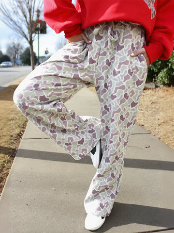 Comfy Printed Drawstring Wide Leg Pants