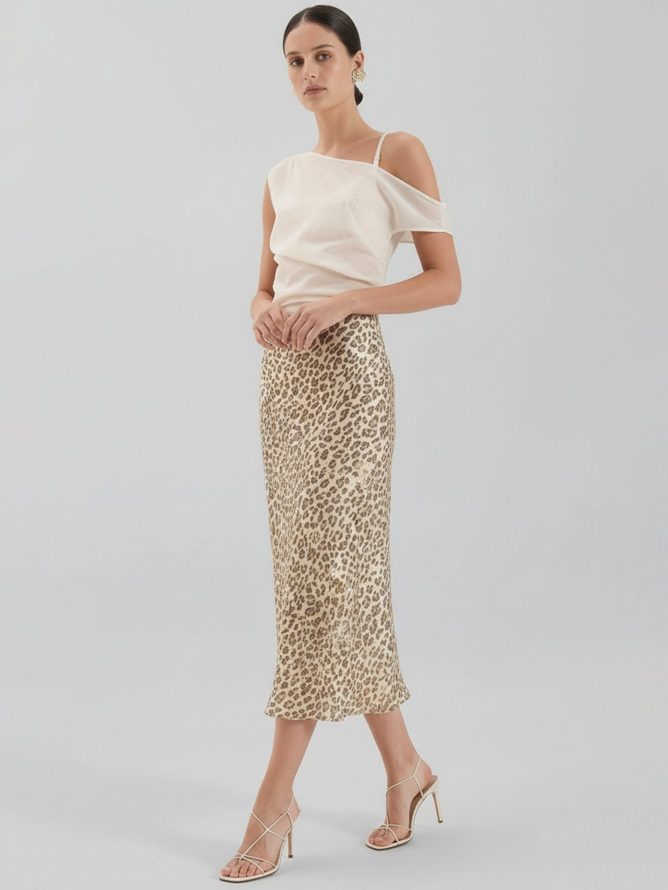 Leopard Print Silk Skirt