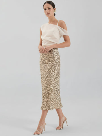 Leopard Print Silk Skirt