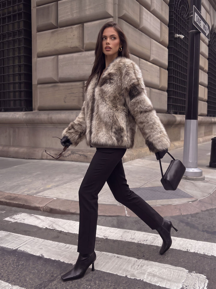 Plush Cropped Faux Fur Jacket